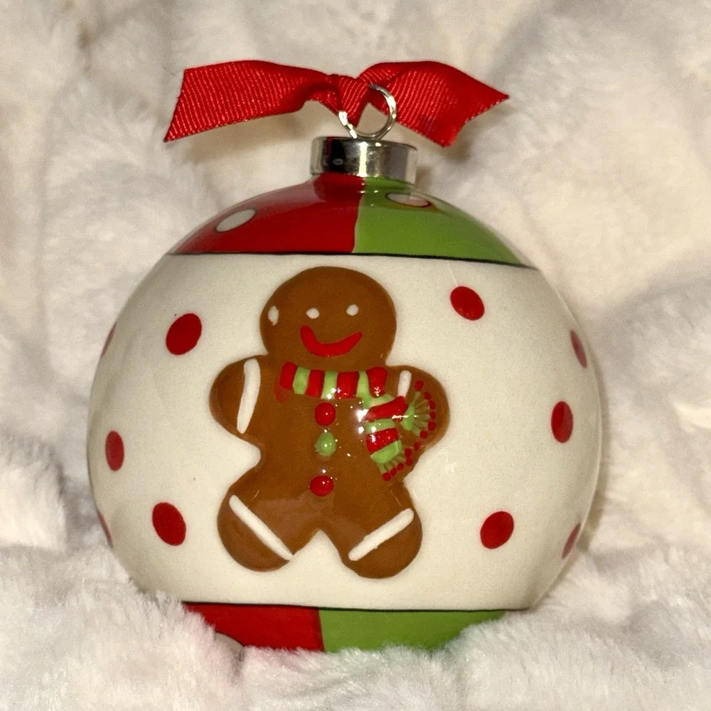 Gingerbread Man Ceramic Christmas Ornament Ball 4